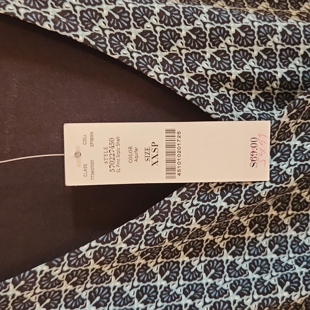 NWT WHBM Sleeveless Blue Printed Surplice Shell Size XXSP - Picture 5 of 9